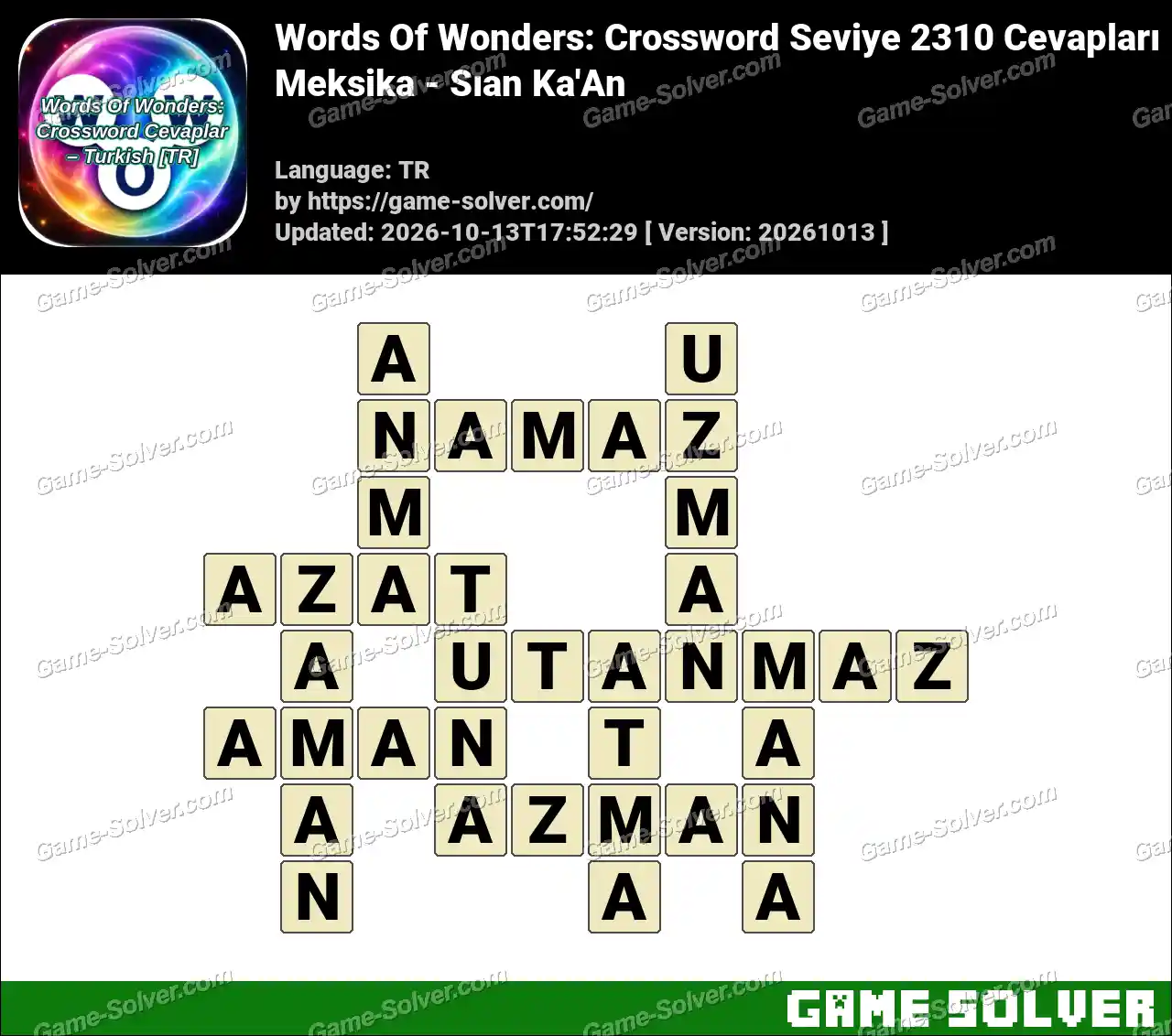Words Of Wonders: Crossword Seviye 2310 Cevapları – Meksika – Sıan Ka’An